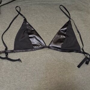 SHEIN Black Satin Triangle Bralette